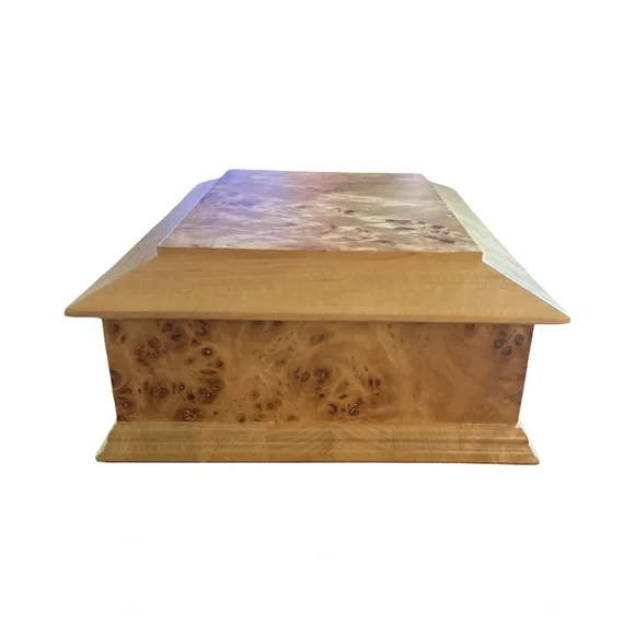 Vintage Sankyo Maple Birdseye High Gloss Musical Jewelry Box Working - Picture 14 of 16